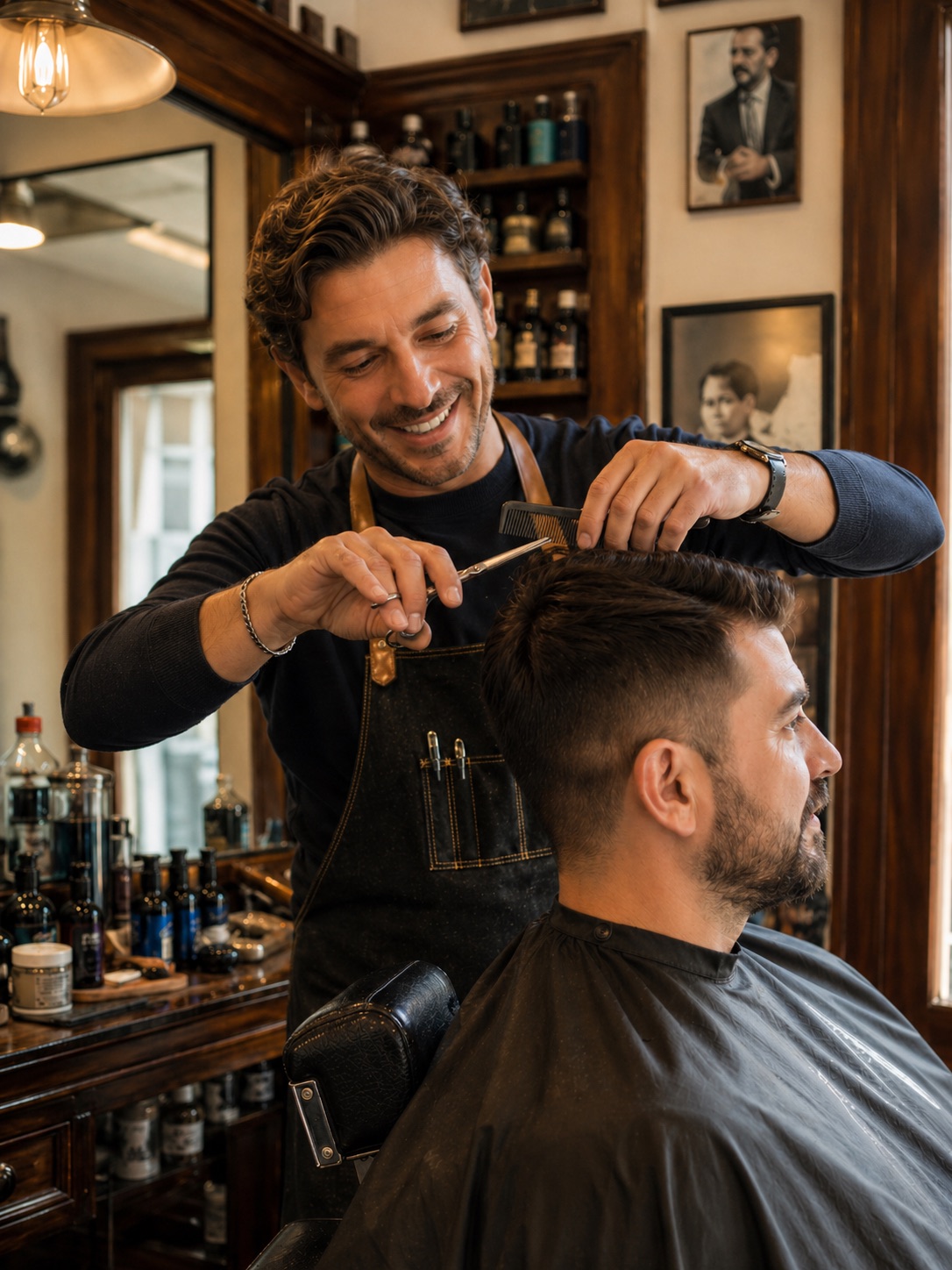 Barbiere al lavoro nel proprio salone